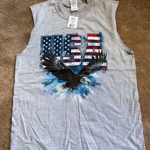 Mens Large sleeveless Gray T Shirt NEW